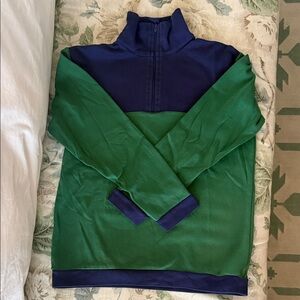 Little English Navy and Green Quarter Zip